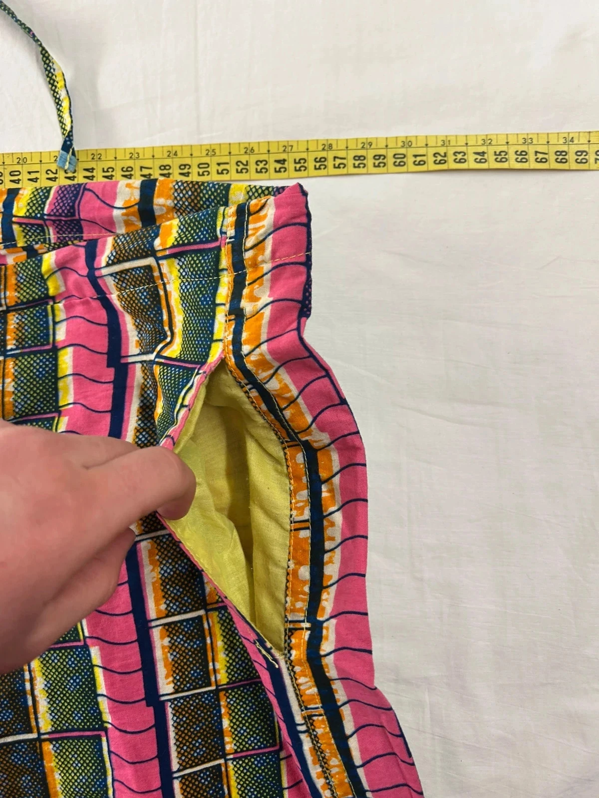 Handgemaakte vintage multicolor geprinte broek hand made – photo 9